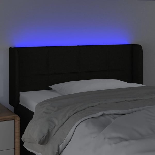 vidaXL sengegavl med LED-lys 103x16x78/88 cm stof sort