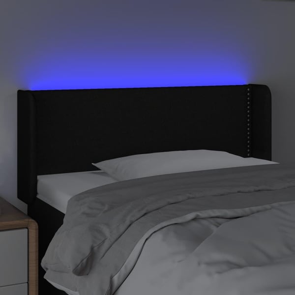 vidaXL Sänggavel LED svart 83x16x78/88 cm tyg