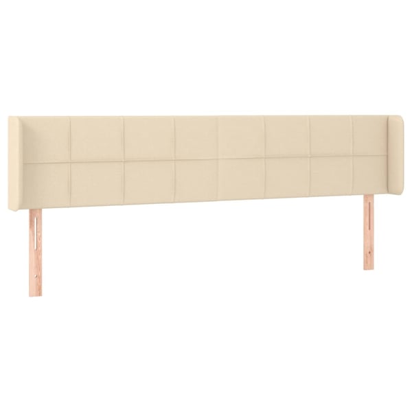 vidaXL sengegavl med LED-lys 203x16x78/88 cm stof cremefarvet