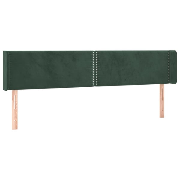 vidaXL sengegavl med LED-lys 183x16x78/88 cm fløjl mørkegrøn