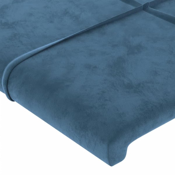 vidaXL sengegavl med LED-lys 147x16x78/88 cm fløjl mørkeblå
