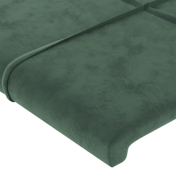 vidaXL sengegavl med LED-lys 163x16x78/88 cm fløjl mørkegrøn