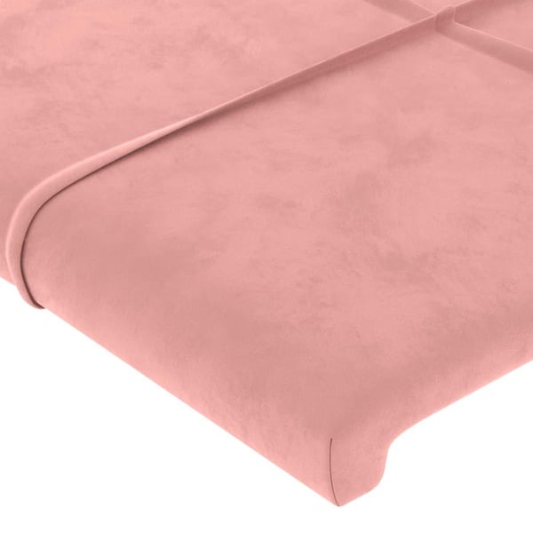 vidaXL sengegavl med LED-lys 163x16x78/88 cm fløjl lyserød