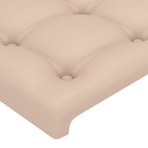 vidaXL sengegavl med LED-lys 163x16x78/88 cm kunstlæder Cappuccino