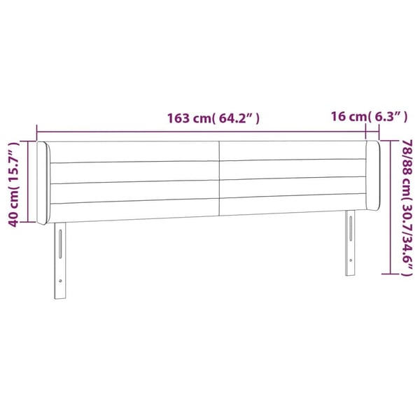 vidaXL sengegavl med LED-lys 163x16x78/88 cm stof sort