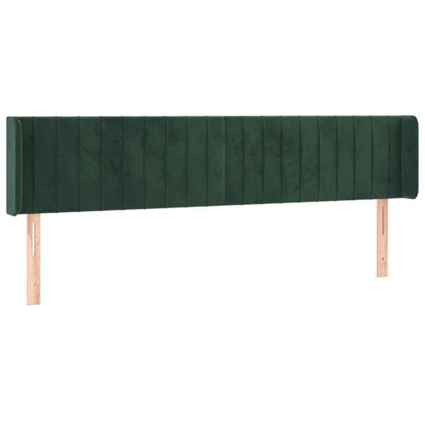 vidaXL sengegavl med LED-lys 163x16x78/88 cm fløjl mørkegrøn