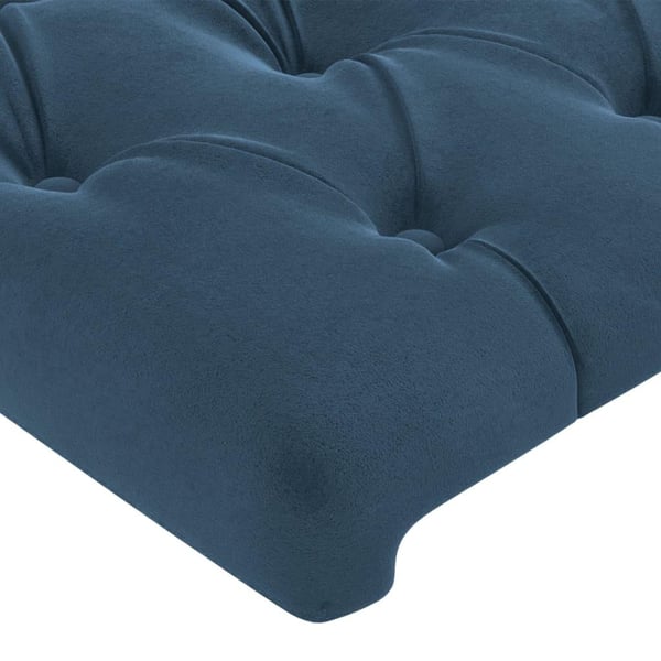 vidaXL sengegavl med LED-lys 83x16x78/88 cm stof Mørkeblå