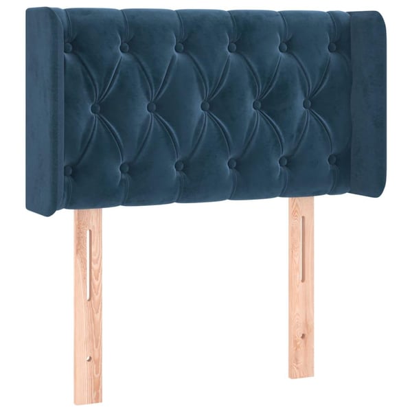 vidaXL sengegavl med LED-lys 83x16x78/88 cm stof Mørkeblå