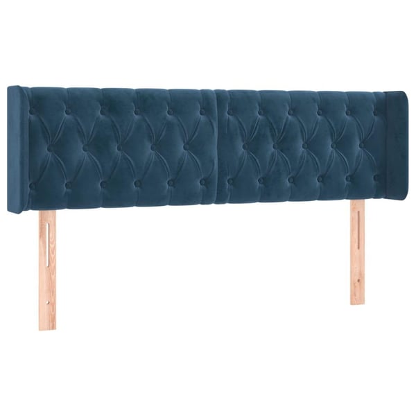 vidaXL sengegavl med LED-lys 163x16x78/88 cm fløjl mørkeblå