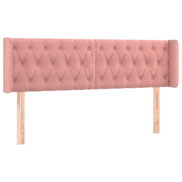 vidaXL sengegavl med LED-lys 163x16x78/88 cm fløjl lyserød