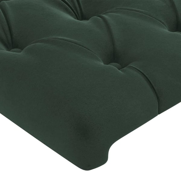 vidaXL sengegavl med LED-lys 183x16x78/88 cm fløjl mørkegrøn