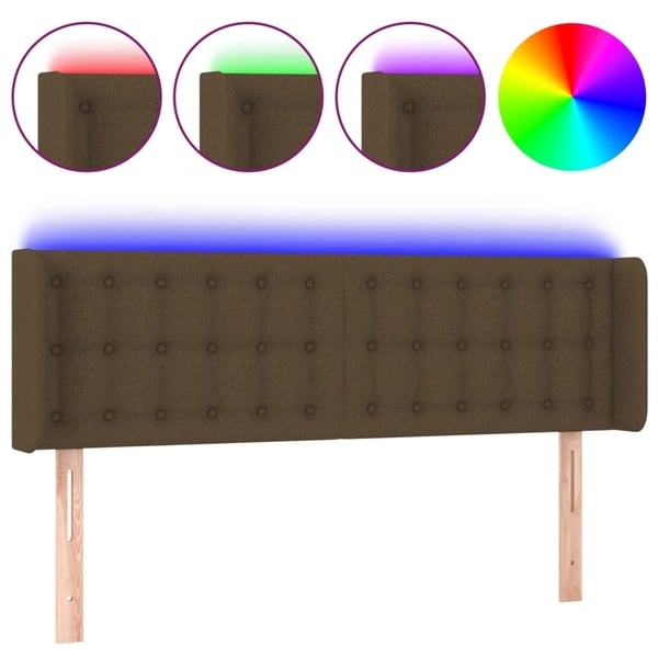 vidaXL Sänggavel LED mörkbrun 147x16x78/88 cm tyg