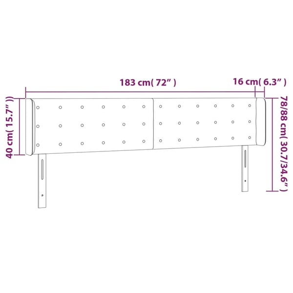 vidaXL sengegavl med LED-lys 183x16x78/88 cm stof sort