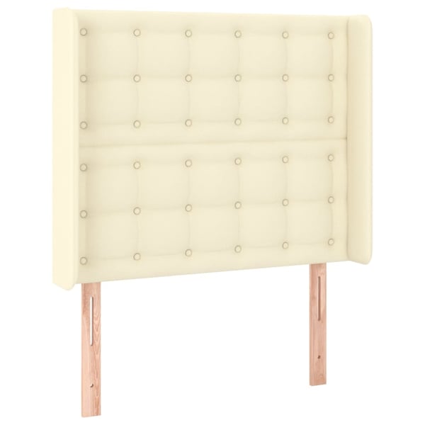 vidaXL sengegavl med LED-lys 103x16x118/128 cm kunstlæder cremefarvet