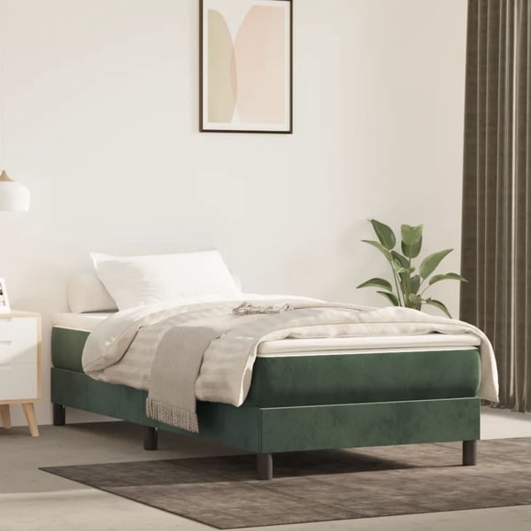 vidaXL springmadras med pocketfjedre medium 90x200x20 cm fløjl mørkegrøn