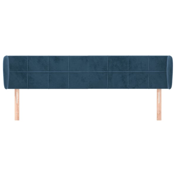 vidaXL sengegavl med kanter 203x23x78/88 cm fløjl mørkeblå