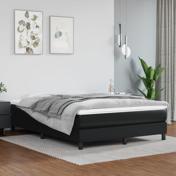 vidaXL Sängram svart 140x200 cm konstläder