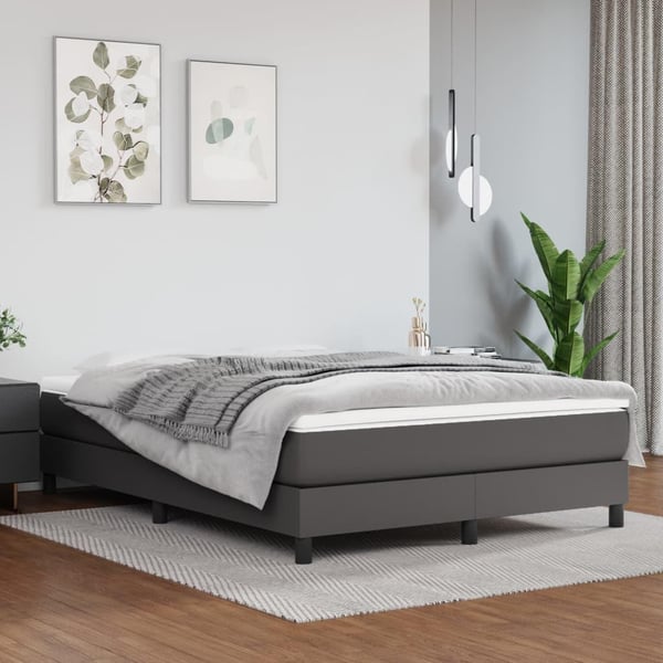 vidaXL Boxspring sengeramme 140x190 cm kunstlæder grå