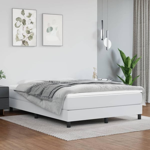 vidaXL Boxspring sengeramme 140x200 cm kunstlæder hvid
