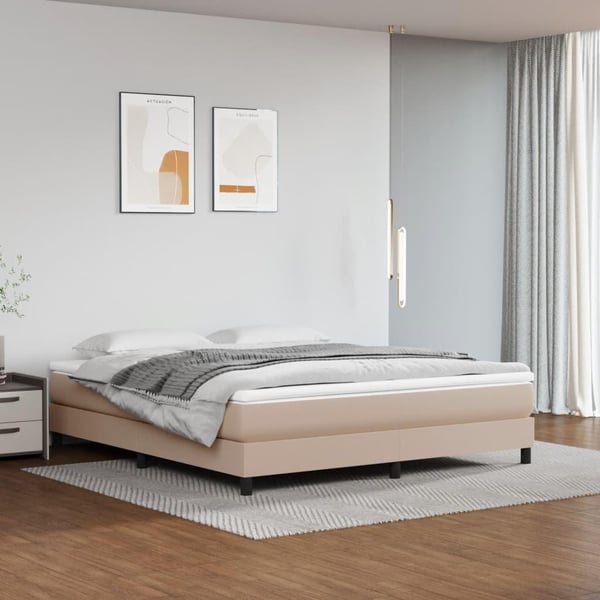 vidaXL Boxspring sengeramme 180x200 cm kunstlæder cappuccinofarvet