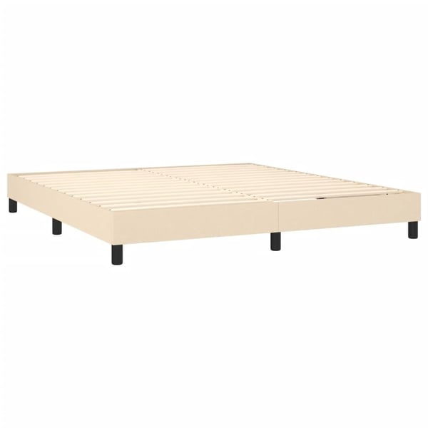 vidaXL Ramsäng med madrass gräddvit 160x200 cm tyg