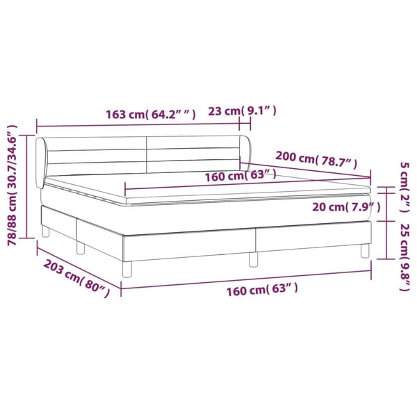 vidaXL kontinentalseng med madras 160x200 cm stof gråbrun