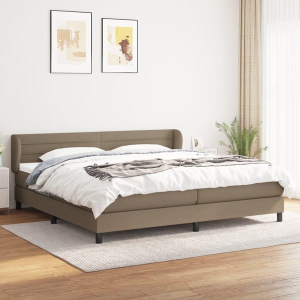 vidaXL kontinentalseng med madras 200x200 cm stof gråbrun