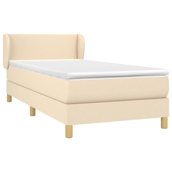 vidaXL kontinentalseng med madras 90x190 cm stof cremefarvet