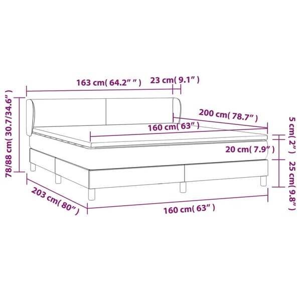 vidaXL kontinentalseng med madras 160x200 cm stof gråbrun
