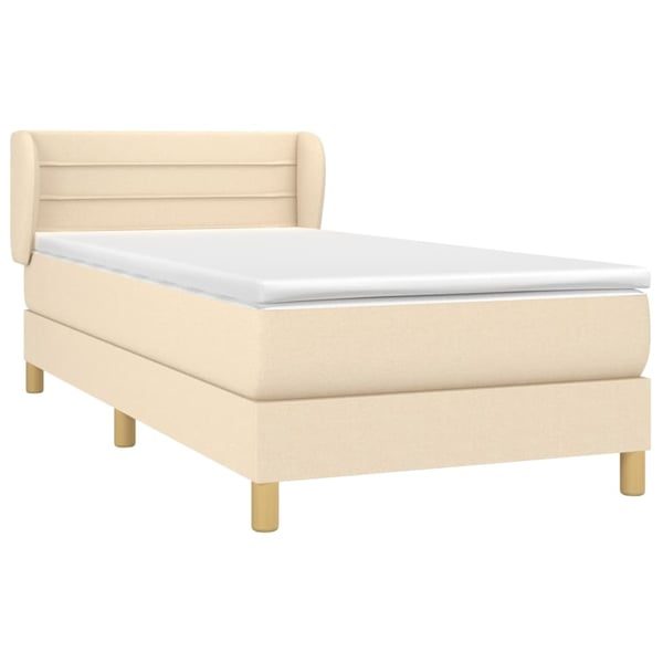 vidaXL kontinentalseng med madras 90x190 cm stof cremefarvet