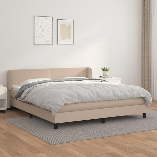vidaXL kontinentalseng 180x200 cm kunstlæder cappuccinofarvet