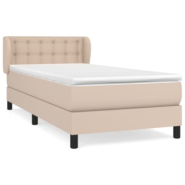 vidaXL kontinentalseng 100x200 cm kunstlæder cappuccinofarvet