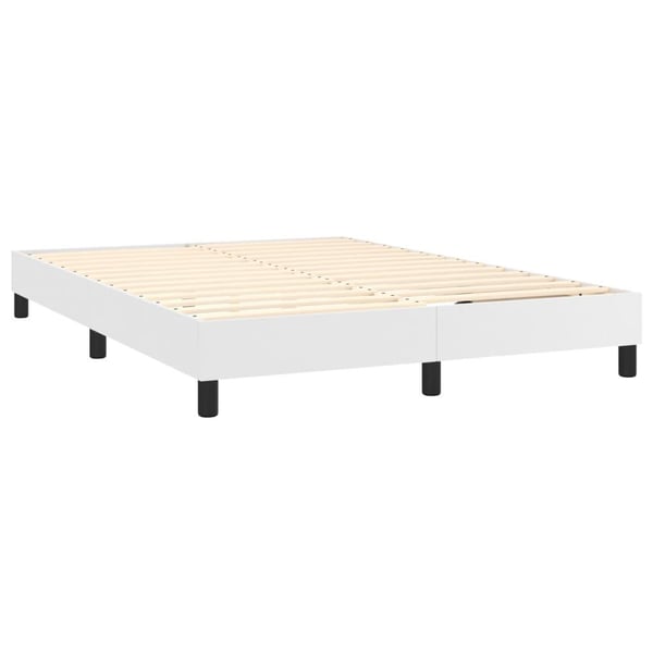 vidaXL kontinentalseng med madras 140x190 cm kunstlæder hvid