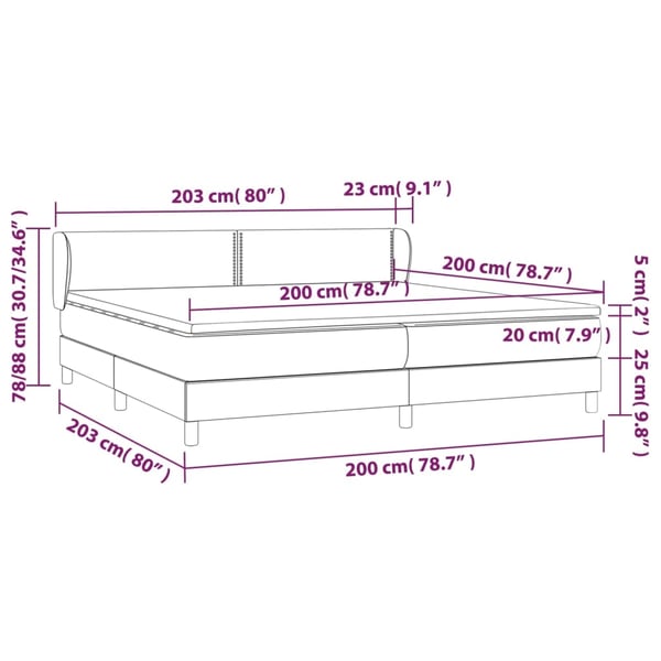vidaXL kontinentalseng med madras 200x200 cm fløjl mørkegrøn