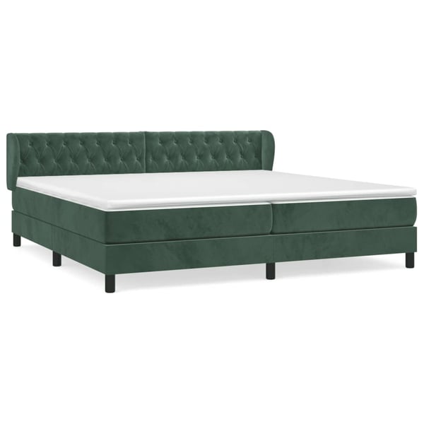 vidaXL kontinentalseng med madras 200x200 cm fløjl mørkegrøn