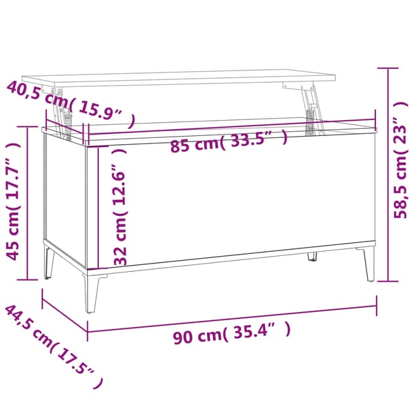 vidaXL sofabord 90x44,5x45 cm konstrueret træ betongrå