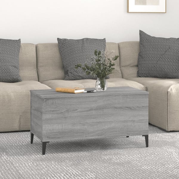 vidaXL Salongbord grå sonoma 90x44,5x45 cm konstruert tre