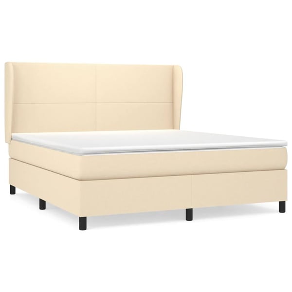 vidaXL kontinentalseng med madras 160x200 cm stof cremefarvet