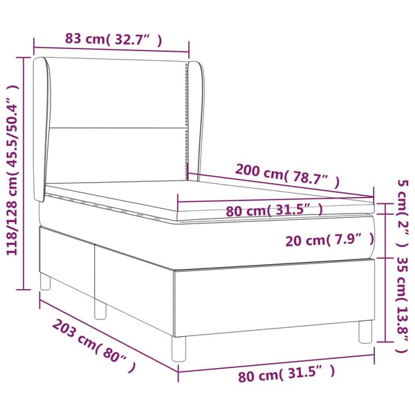 vidaXL kontinentalseng med madras 80x200 cm stof sort