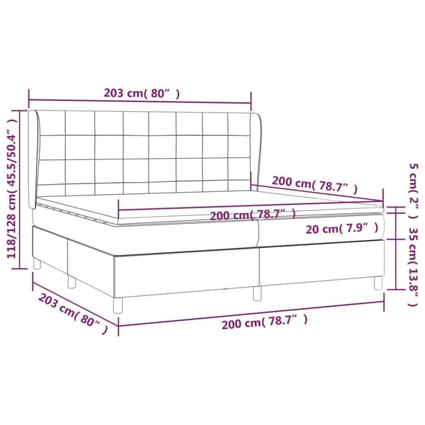vidaXL kontinentalseng med madras 200x200 cm stof mørkegrå