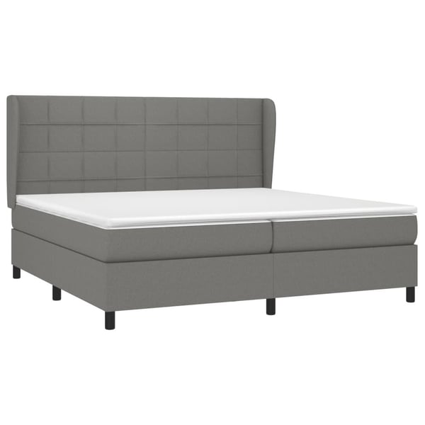 vidaXL kontinentalseng med madras 200x200 cm stof mørkegrå
