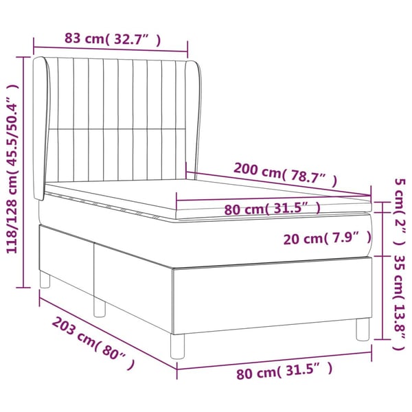 vidaXL kontinentalseng 80x200 cm stof lysegrå