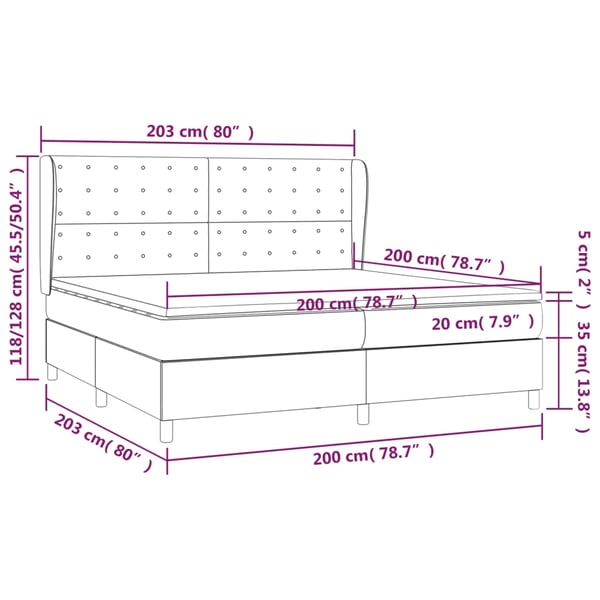 vidaXL kontinentalseng med madras 200x200 cm stof cremefarvet