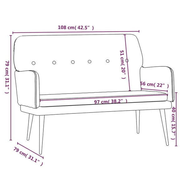 vidaXL bænk 108x79x79 cm velour sort