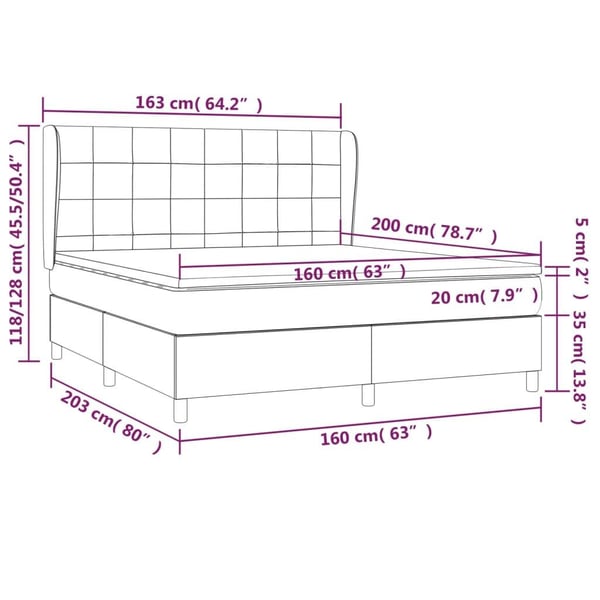 vidaXL kontinentalseng med madras 160x200 cm stof cremefarvet