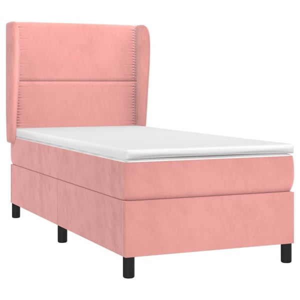 vidaXL kontinentalseng med madras 90x190 cm fløjl pink