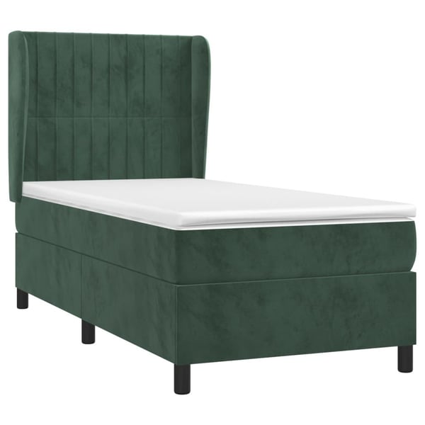 vidaXL kontinentalseng med madras 80x200 cm fløjl mørkegrøn