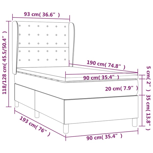 vidaXL kontinentalseng med madras 90x190 cm fløjl pink