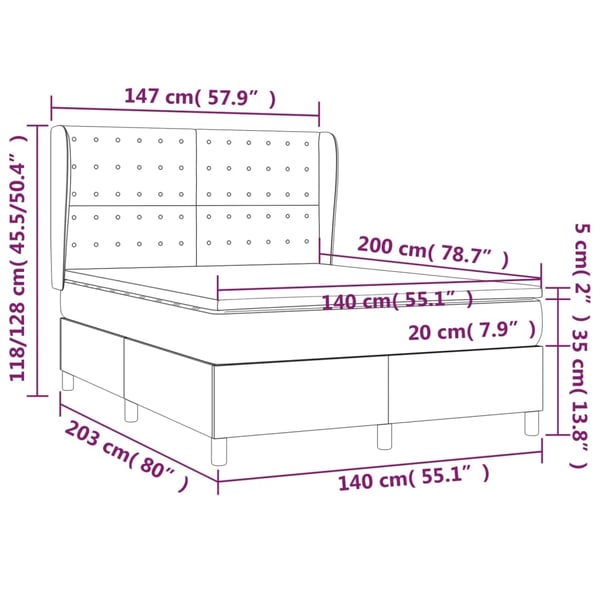 vidaXL Ramsäng med madrass rosa 140x200 cm sammet
