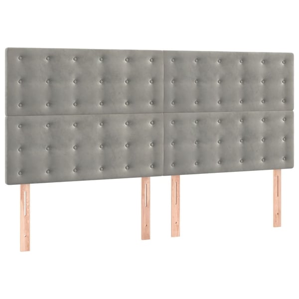 vidaXL kontinentalseng med madras 200x200 cm fløjl lysegrå